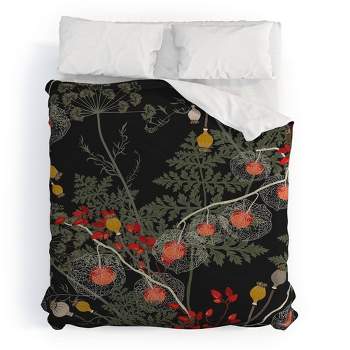 Queen/full Iveta Abolina Citlali Night Floral Comforter Set Red - Deny ...