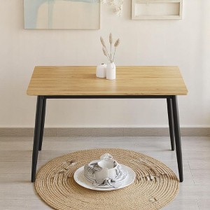 Dining Table for 4aa??, 47" MDF Grain Table Top with Black Metal Legs, Space-Saving Kitchen Table for Dining Room, Easy Assembly, Smooth Surface - 1 of 4