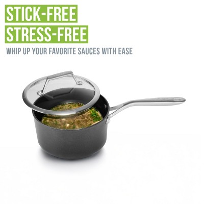 Onyx 2-Quart Nonstick Aluminum Saucepan with Glass Lid