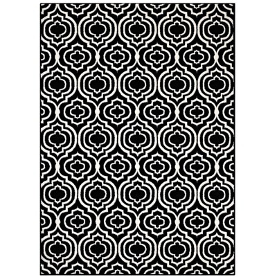 Modway Frame Transitional Moroccan Trellis 5x8 Area Rug - Black and White,  100% Soft Heat-Set Polypropylene ,  Tight Low Pile Weave