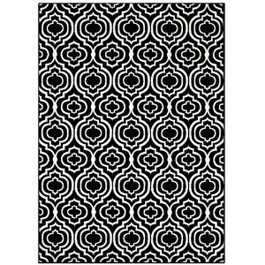Modway Frame Transitional Moroccan Trellis 5x8 Area Rug - Black and White,  100% Soft Heat-Set Polypropylene ,  Tight Low Pile Weave - 1 of 4