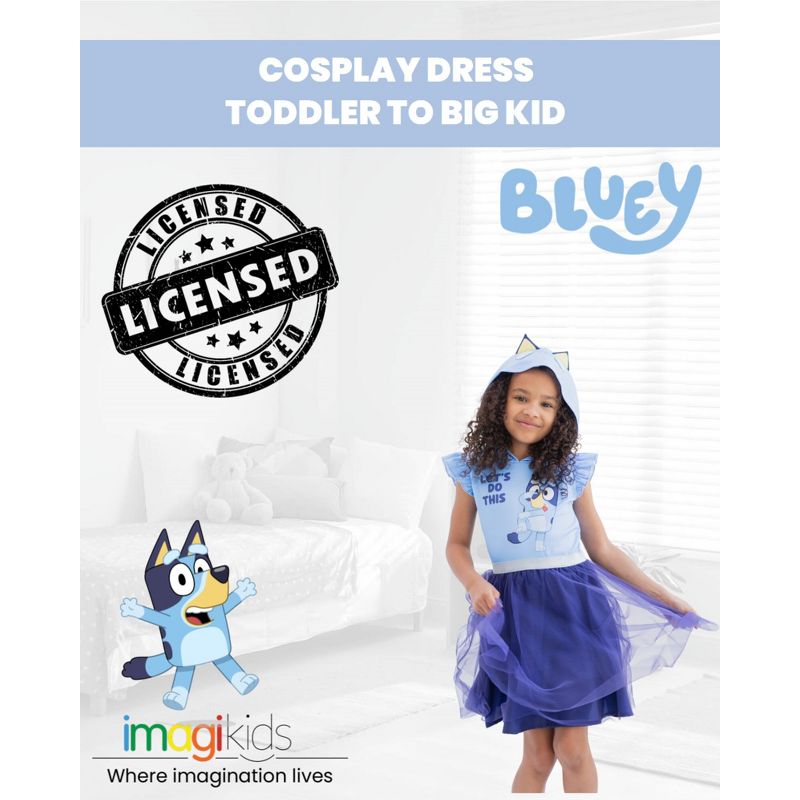 Bluey Girls Mesh Cosplay Dress Toddler, 2 of 8