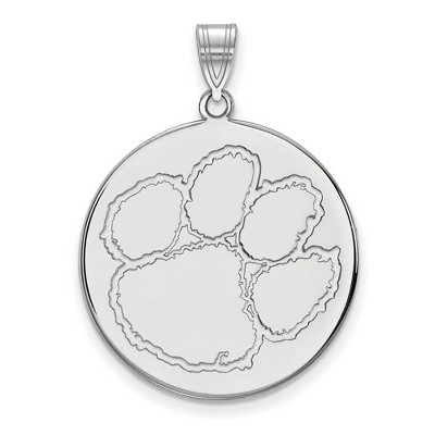Black Bow Jewelry 10k White Gold Clemson Tigers NCAA Extra Large Pendant