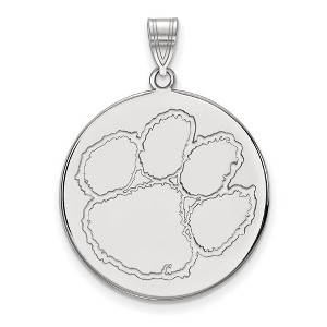 Black Bow Jewelry 10k White Gold Clemson Tigers NCAA Extra Large Pendant - 1 of 3
