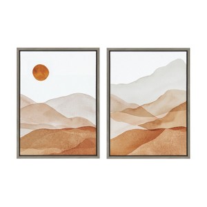 Kate and Laurel Sylvie Abstract Mountain Range I and III Orange Framed Canvas by Amy Lighthall, 2 Piece 18x24, Gray - 1 of 4