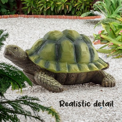 Lifelike Green and Beige Resin Turtle Garden Statues, 3-Piece Set