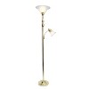 Torchiere Floor Lamp with Reading Light and Marble Glass Shade - Lalia Home - 3 of 4