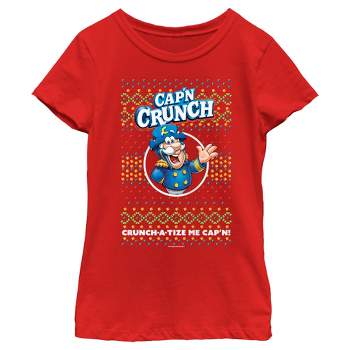 Girl's Cap'n Crunch Christmas Sweater Print T-Shirt