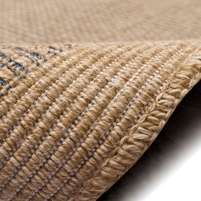 Navy and Beige Synthetic Flat Woven Rectangular Rug 7'10" x 9'10"