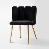Barbara Velvet Vanity Stool for Makeup Room, Moden Accent Side Chairs for Living Room with Golden Metal Legs | Artful Living Design-BLACK - 2 of 4