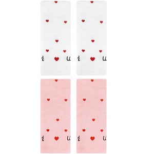REGALWOVEN Heart Pattern Absorbent Cotton Hand Towels 4 Pack - 1 of 4