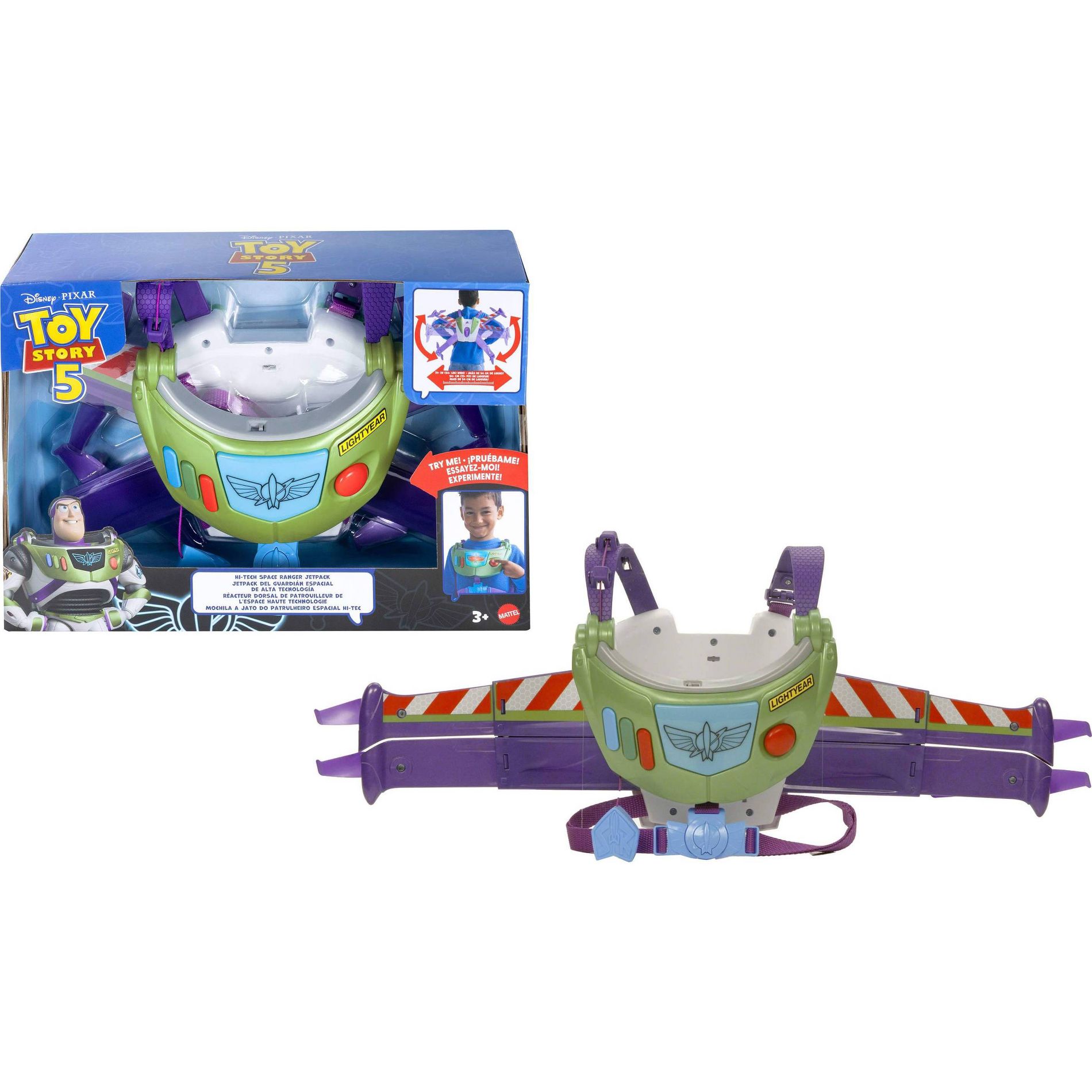 Toy Story 5 Disney and Pixar Toy Story 5 Hi-Tech Space Ranger Jetpc Kids Role Play Gear with Lights & Sounds Costume Accessories