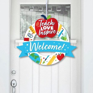 Big Dot of Happiness Thank You Teachers - Outdoor Teacher Appreciation Decor - Front Door Wreath - 1 of 4