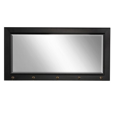 36" x 18" Pub Mirror with Metal Hooks Black - DesignOvation