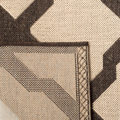 Cream and Brown Geometric Flat Woven 4' x 6' Area Rug