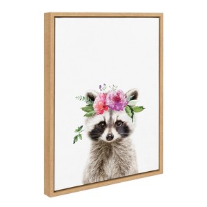 Kate & Laurel All Things Decor 18"x24" Sylvie Flower Crown Raccoon Framed Wall Art by Amy Peterson Art Studio - 1 of 4