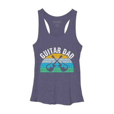Women's Design By Humans Retro Dueling Electric Guitar Dad By DragonTee Racerback Tank Top