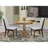 3-Piece Natural Oil Finish Solid Wood Top - Round Upholstered Dining Room Set - Seats 4 - 2 of 4