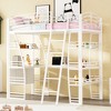 Bellemave Twin Size Loft Bed with Desk and Bookcase with Metal Frame, Loft Bed with Desk and Storage, White - 4 of 4
