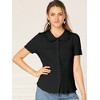 INSPIRE CHIC Women's Sweet Ruffle Trim Peter Pan Collar Button-Down Shirt - 2 of 4