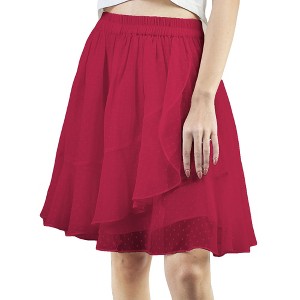 Artyska Women's Layered Ruffle Elastic Waist Above Knee Skirt - 1 of 4