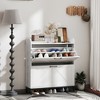 Aghana Digitals Farmhouse Narrow Shoe Cabinet with 2 Flip Drawers, X-Shaped Barn Doors, Steel Legs, - 3 of 4