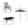 8 Pieces Patio Furniture Set with 9Ft Patio Umbrella, Outdoor Dining Table and Chairs, 6 Chairs, Push Button Tilt and Crank Parasol - 3 of 4