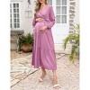 Maternity Dress Women's V-Neck Puff Sleeve Pleated Maternity Maxi Dress for Baby Shower or Casual Wear  lightgreenflower XL - 3 of 4