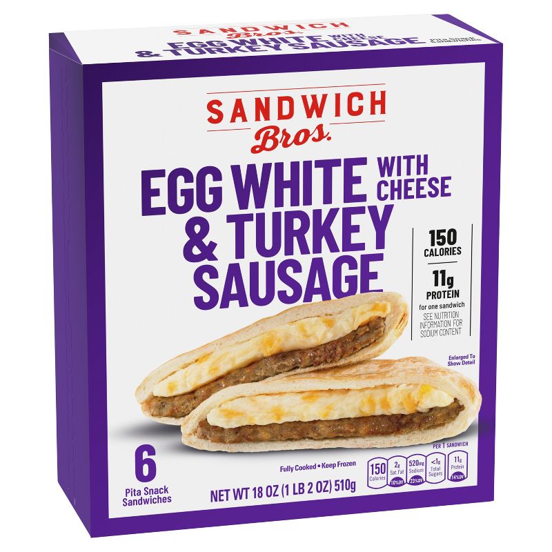 Sandwich Brothers of Wisconsin Frozen Egg White with Turkey &#38; Cheese Breakfast Sandwich - 18oz/6ct, 2 of 5
