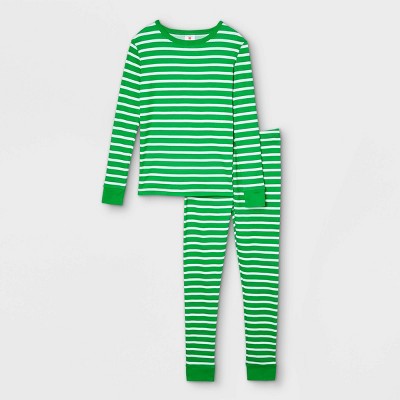 Kids' Striped 100% Cotton Tight Fit Matching Family Pajama Set - Green 4