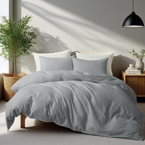 Peace Nest Classic Linen Cotton Bedding Set, Woven 55% Linen 45% Cotton Duvet Cover and Pillow Shams, Soft & Breathable - 1 of 4