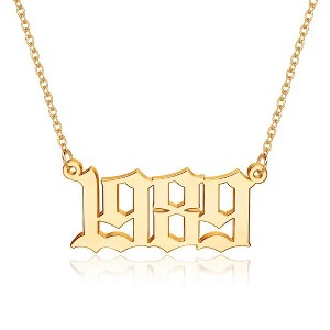 Turandoss Birth Year Pendant Necklace for Women, Old English Birth Year Number Gold Necklace, Birthday Gifts for Women, Christmas Gifts, 18+2In - 1 of 4