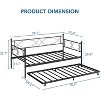 Twin Daybed with Trundle, Metal Daybed and Trundle Set, Sofa Bed Frame with Steel Slat Support, Multifunctional Daybed for Bedroom, Living Room - 2 of 4