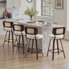 Bekrvio 26"/29" Mid-Century Modern Swivel Bar Stools Set of 1/2/3/4- Faux Leather Upholstered with Back and Bent Wood Legs,Ideal for Kitchen Island - 4 of 4