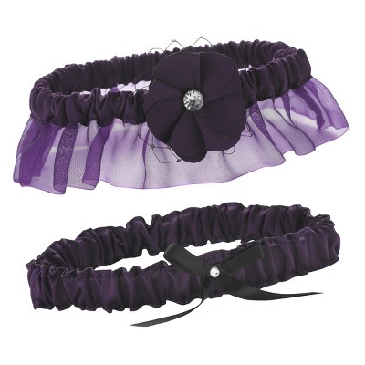Floral Fantasy Wedding Garter Purple