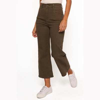 Petal and Pup Georgette High Waisted Straight Leg Pants - Olive XL