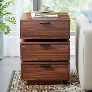 WOWLIVE 3 Drawer Nightstand with Rotating Drawers, Modern Wood Bedside Table for Bedroom Living Room, Small Dresser - 1 of 4