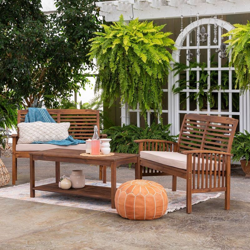 Ravenscroft 3pc Acacia Wood Patio Chat Set with Coffee Table - Saracina Home, 3 of 9