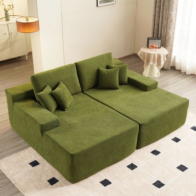 XIZZI 2 Pieces Lounge Chair, 81" Upholstered Boneless Cloud Stupendous Oversized Double Chaise Lounges Couch Indoor, Luxury Sofa Bed Deep Seat