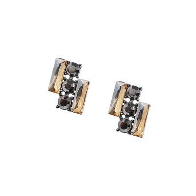 SOHI Women's Champayne Gold Crystal Bar Stud Earrings