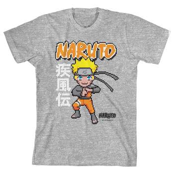 Naruto Shippuden Pixel Character Youth Heather Gray Graphic Tee