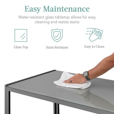 Gray 5-Piece Glass Dining Set with Faux Leather Chairs