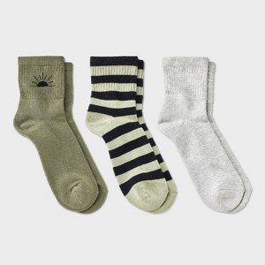 Women's Cushioned Striped 3pk Mid Crew Socks - Universal Thread™ 4-10 - 1 of 3