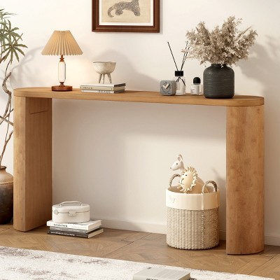 Simple Modern Wooden Porch Console Table,Semi Cylindrical Legs Design Console Table,Console Table For Entrance Living Room-Cuddlewood
