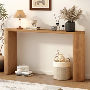 Simple Modern Wooden Porch Console Table,Semi Cylindrical Legs Design Console Table,Console Table For Entrance Living Room-Cuddlewood - 1 of 4