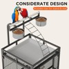 60 Inch Wrought Iron Bird Cage with Rolling Stand, Play Top, 4 Stainless Steel Bowls - Ideal for Conure, Cockatiel, Parakeet, Lovebird, Budgie - 3 of 4