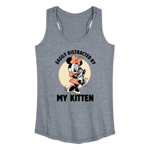Women's - Disney Classics - Easily Distracted By Kittens Minnie Graphic Racerback Tank - 1 of 4