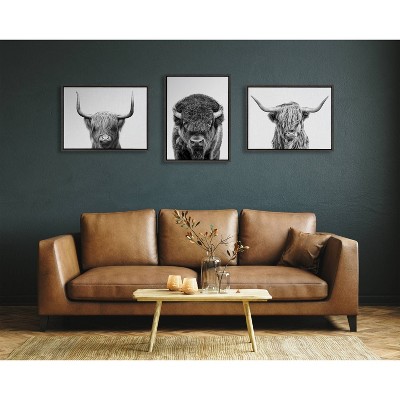 Sylvie Black and White Bison Portrait Canvas Art