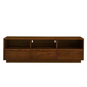 TiramisuBest 63" Mid-Century Modern TV Stand for TVs up to 75", Sturdy Farmhouse Media Console with Solid Wood Drawers,Walnut - 1 of 4