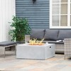 Outsunny 36" Firepit Table for Outside, 50,000 BTU Large Rectangular Stone Gas Firepit with Lava Rocks & Rain Cover, Fits 20lb Tank, Gray - 2 of 4